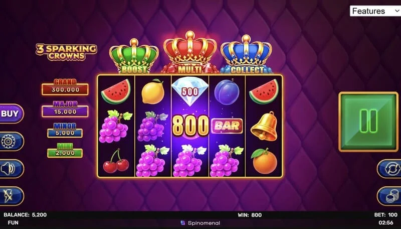 3 Sparking Crowns basisspel winst
