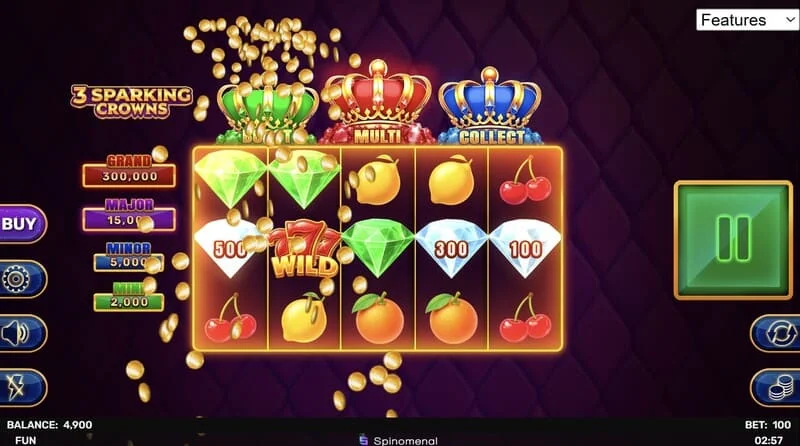3 Sparking Crowns wild winst